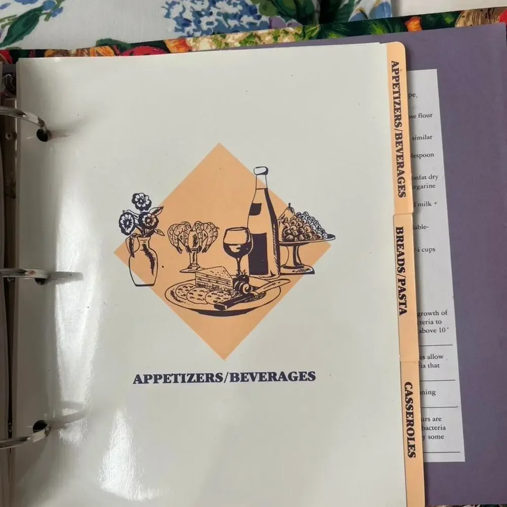 Vintage recipe binder with vegetable